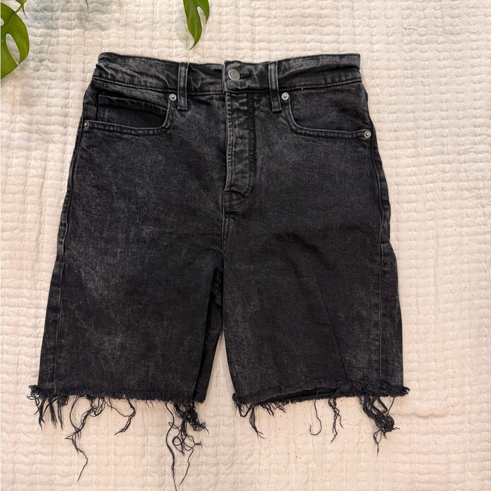 High rise black denim shorts size 4